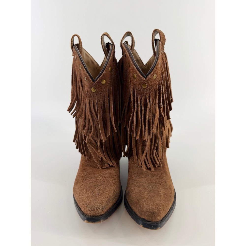 Smoky Mountain Boots Kids Brown Leather Fringe Western Cowgirl Boots Size2 3514C